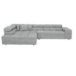 ECKSOFA  in Velours Hellgrau  213/317 cm  - Hellgrau/Schwarz, Design, Kunststoff/Textil (213/317cm) - Hom`in