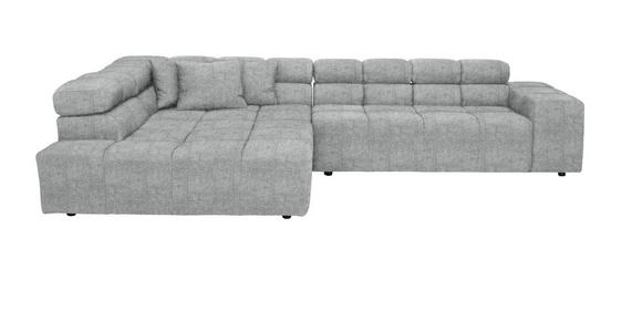 ECKSOFA  in Velours Hellgrau  213/317 cm  - Hellgrau/Schwarz, Design, Kunststoff/Textil (213/317cm) - Hom`in
