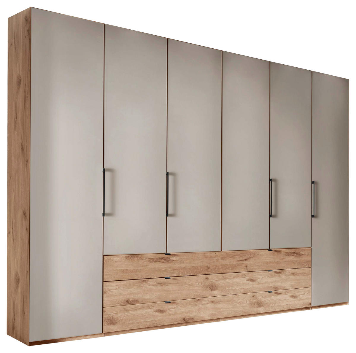 KLEIDERSCHRANK in Grau, Eichefarben  - Schieferfarben/Eichefarben, Konventionell, Glas/Holzwerkstoff (300/236/58cm) - Novel