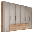 KLEIDERSCHRANK 300/236/58 cm 6-türig Grau, Eichefarben  - Schieferfarben/Eichefarben, KONVENTIONELL, Glas/Holzwerkstoff (300/236/58cm) - Novel