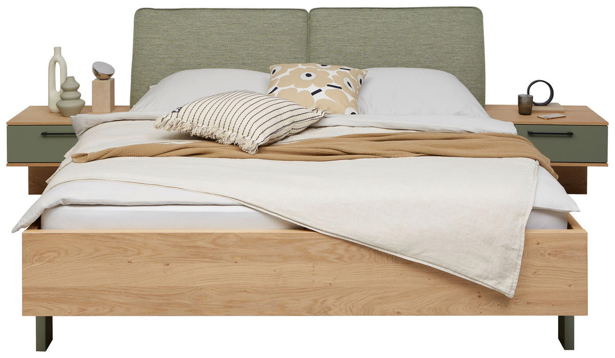 BETTANLAGE 180/200 cm  in Eichefarben, Olivgrün  - Eichefarben/Olivgrün, Design, Holz/Holzwerkstoff (180/200cm) - Dieter Knoll