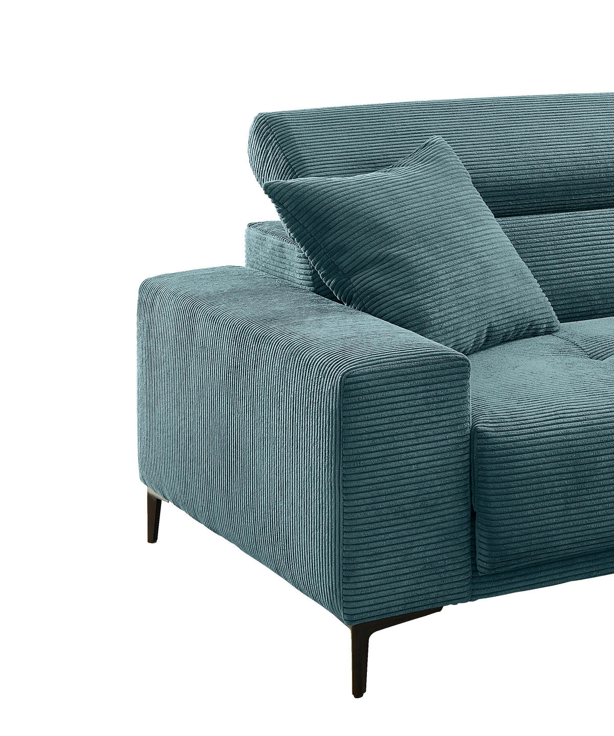 ECKSOFA Cord Petrol  - Petrol/Schwarz, Basics, Textil/Metall (250/183cm) - Livetastic