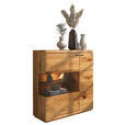 SIDEBOARD Eichefarben  99/109/38 cm  - Eichefarben/Schwarz, Natur, Glas/Holz (99/109/38cm) - Linea Natura