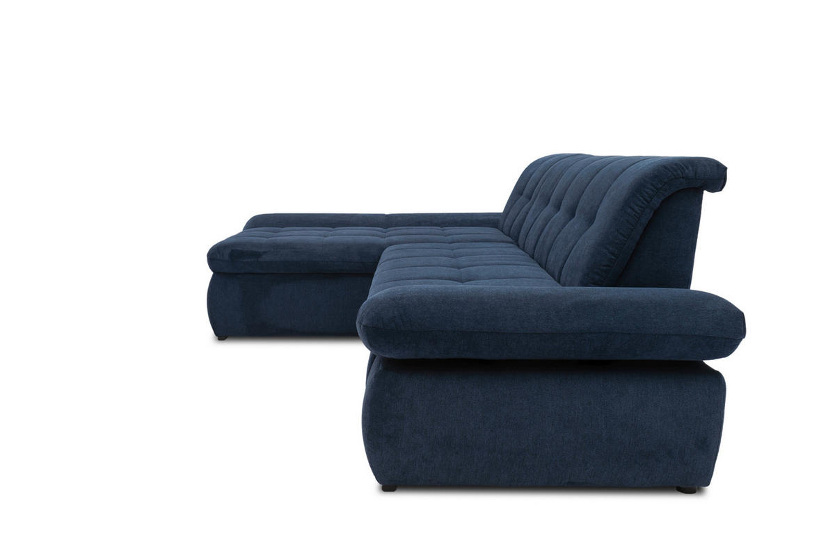 ECKSOFA Dunkelblau Mikrofaser  - Chromfarben/Dunkelblau, KONVENTIONELL, Textil/Metall (172/300cm) - MID.YOU