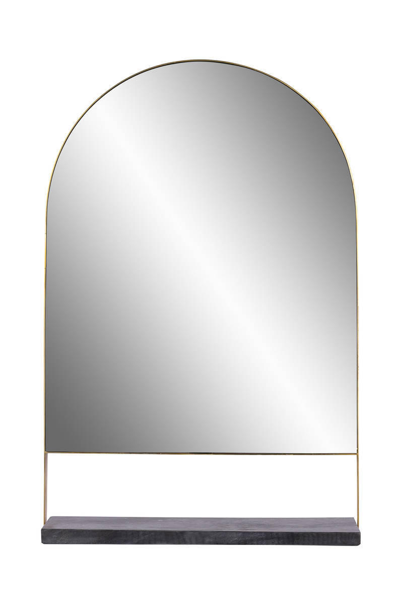 WANDSPIEGEL 43,5/69/10 cm    in formgebogen  - Goldfarben/Schwarz, Trend, Glas/Stein (43,5/69/10cm) - Kayoom