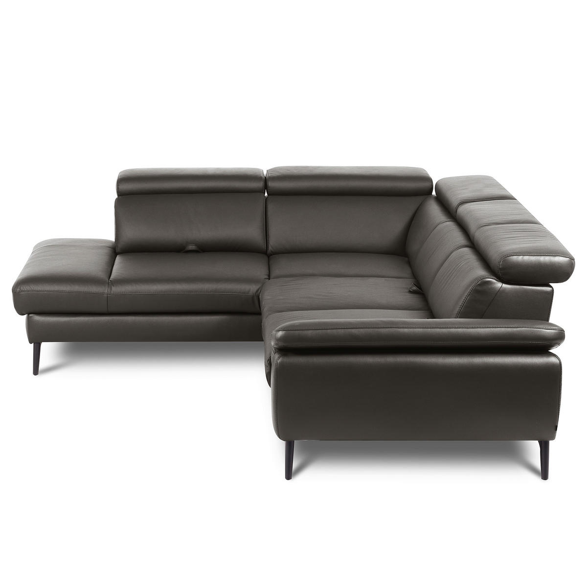 ECKSOFA  in Lederlook Echtleder Dunkelbraun  220/274 cm  - Dunkelbraun/Schwarz, Design, Leder/Textil (220/274cm) - Livetastic