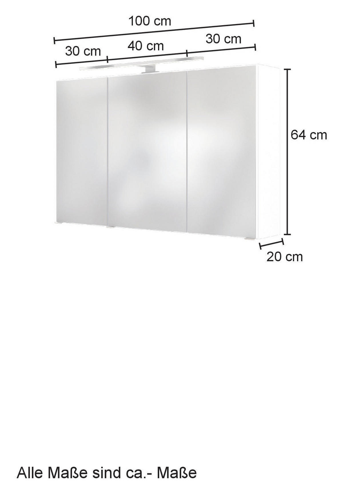 SPIEGELSCHRANK 100/64/20 cm  - Chromfarben/Eiche Wotan, MODERN, Holzwerkstoff/Metall (100/64/20cm) - Held