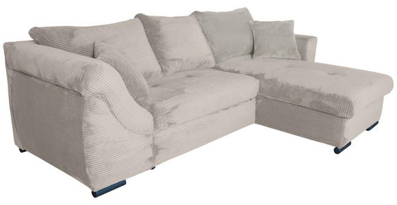 ECKSOFA Beige Cord - Beige/Schwarz, KONVENTIONELL, Textil/Metall (258/168cm) - Carryhome