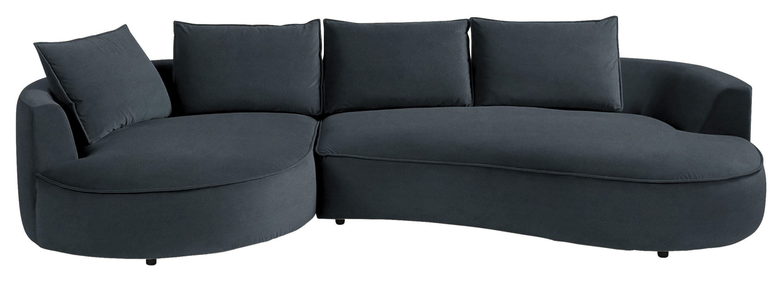 BIGSOFA Samt Grau, Grün  - Schwarz/Grau, Design, Kunststoff/Textil (154/82/322cm) - home24