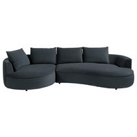 BIGSOFA Samt Grau, Grün  - Schwarz/Grau, Design, Kunststoff/Textil (154/82/322cm) - home24