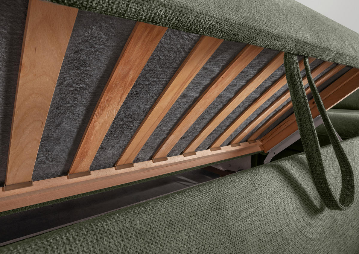 WOHNLANDSCHAFT in Chenille Dunkelgrün  - Dunkelgrün/Schwarz, Modern, Textil/Metall (184/387/252cm) - Livetastic