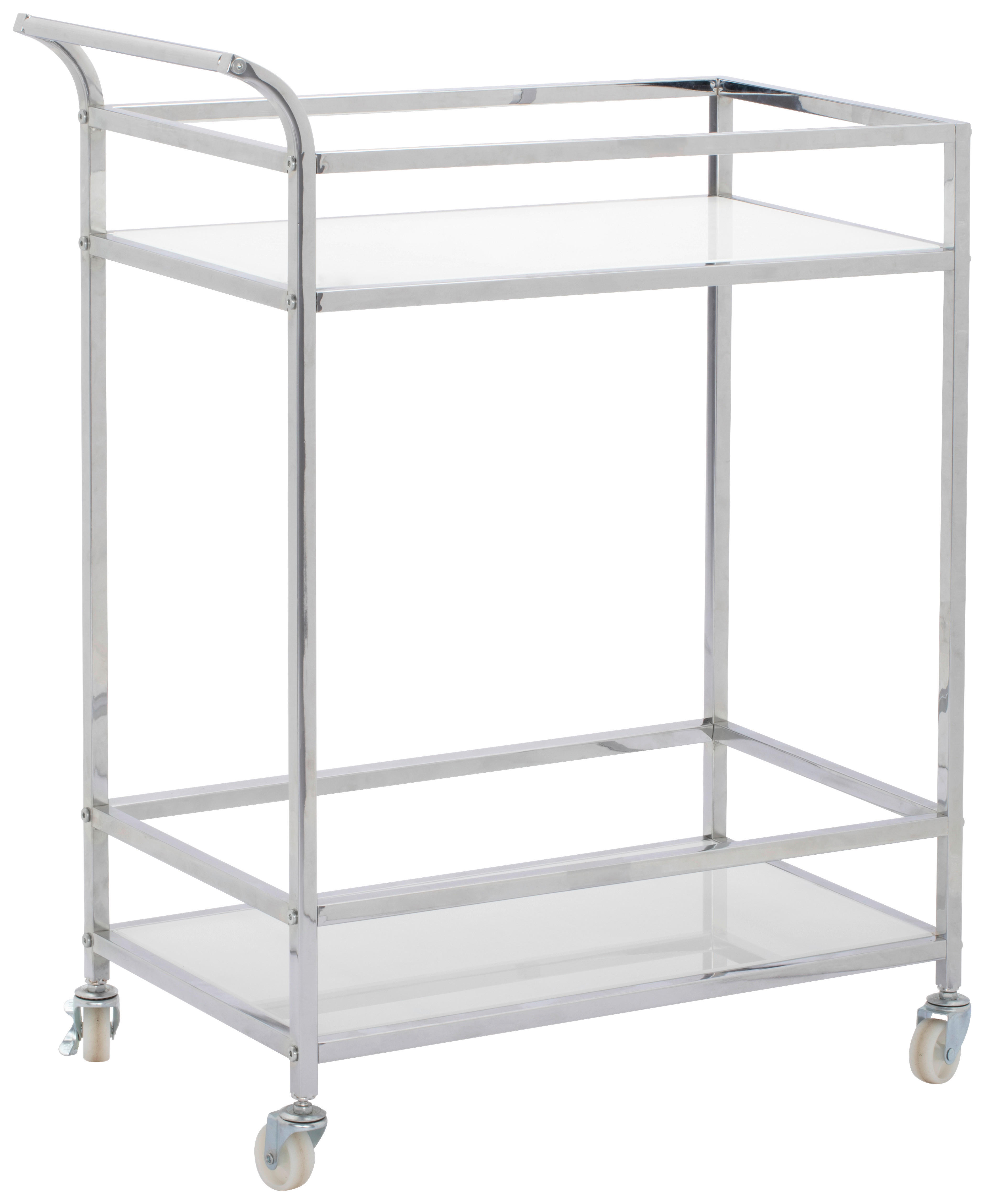 SERVIERWAGEN in Chromfarben, Weiß  - Chromfarben/Schwarz, MODERN, Glas/Kunststoff (60/80/35cm) - PBJ
