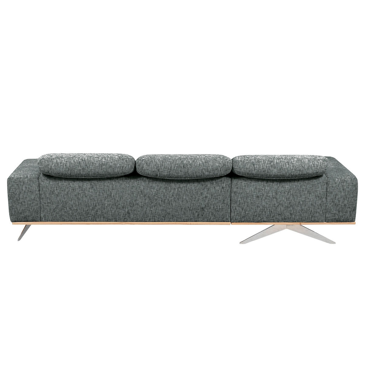 ECKSOFA PORTLAND Anthrazit Struktur Kopfteilverstellung  - Chromfarben/Anthrazit, Design, Holz/Textil (187/295cm) - Livetastic
