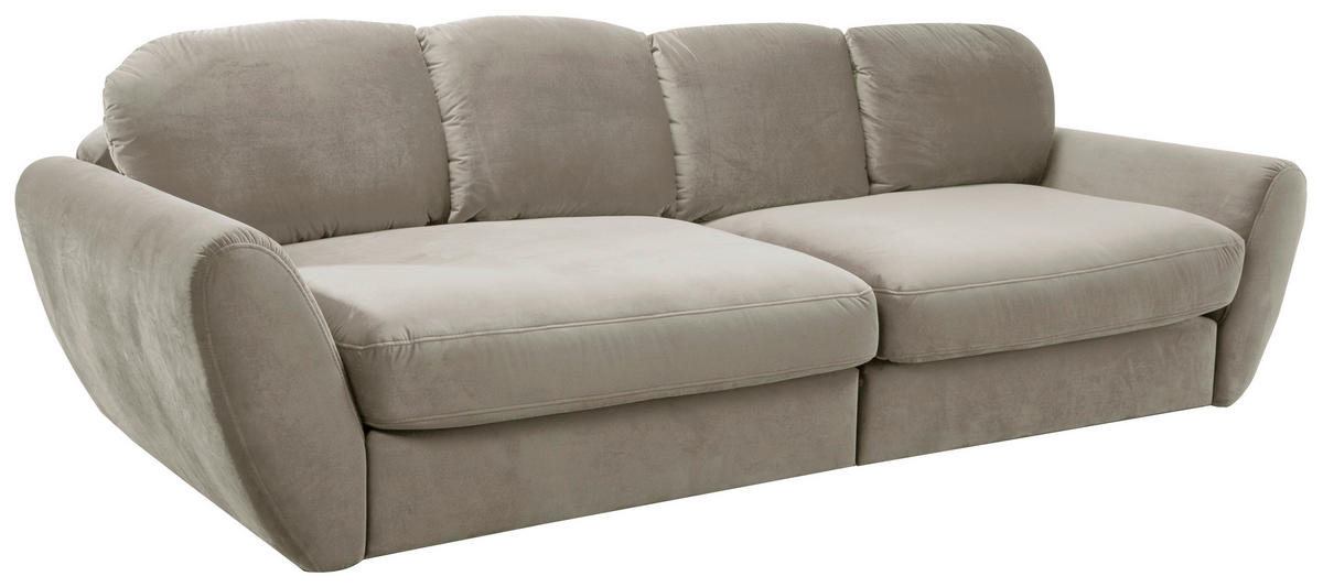 BIGSOFA in Flachgewebe Grau, Sandfarben  - Sandfarben/Schwarz, MODERN, Kunststoff/Textil (290/96/113cm) - Sit & More