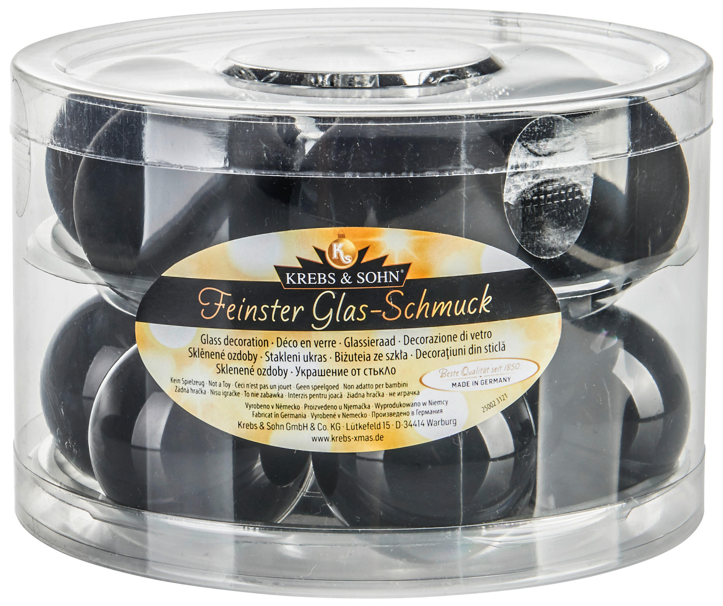 JULGRANSKULOR SET 6 cm cm 12 delar  - svart, Klassisk, glas (6 cmcm)