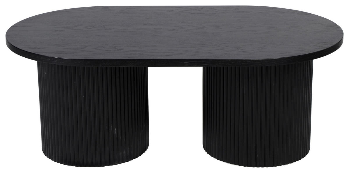 COUCHTISCH Eiche, Pappel furniert oval Schwarz  - Schwarz, Design, Holz/Holzwerkstoff (120/45/70cm) - Livetastic
