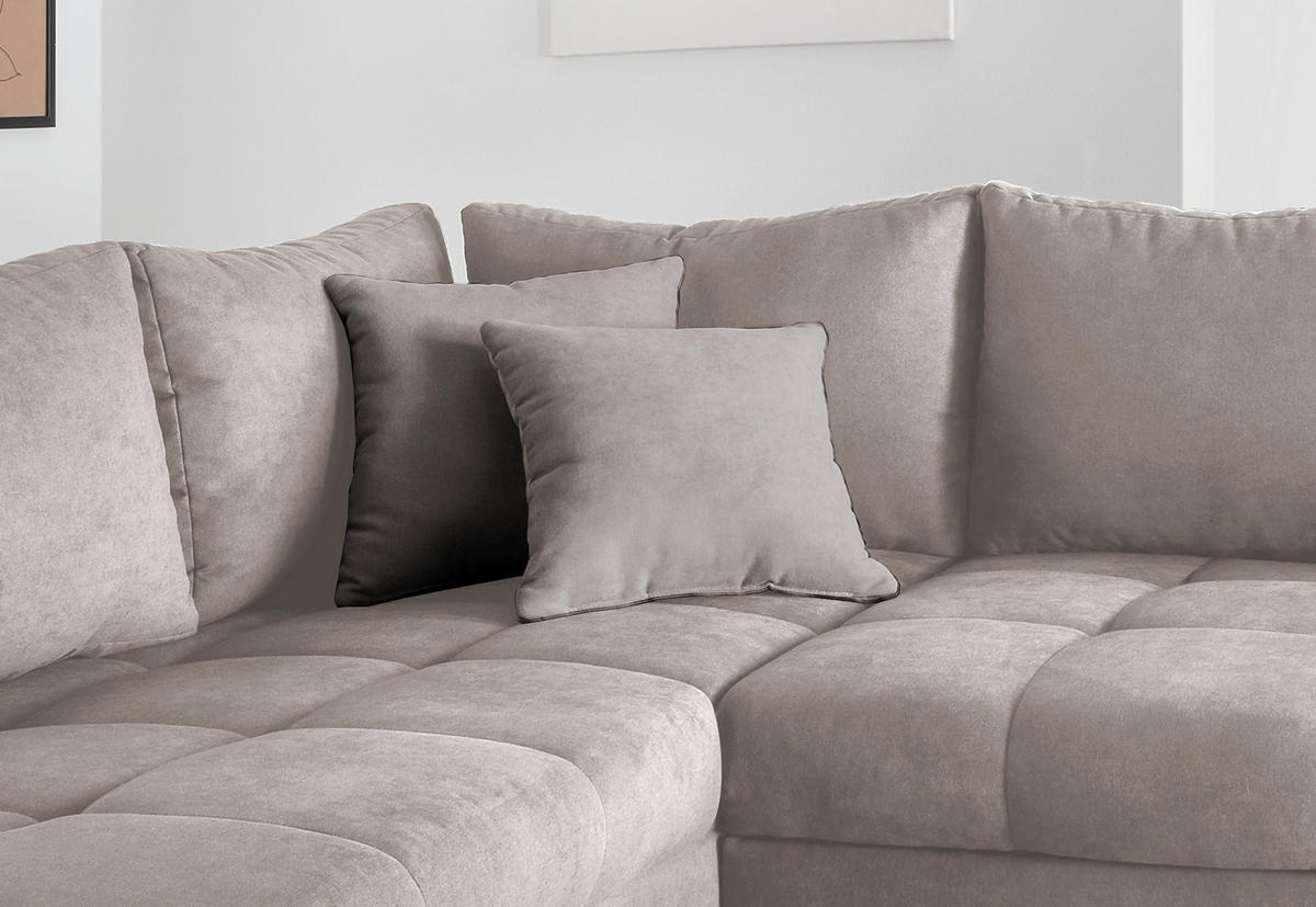 ECKSCHLAFSOFA Taupe Mikrofaser  - Taupe/Silberfarben, Design, Holz/Textil (202/298cm) - MID.YOU