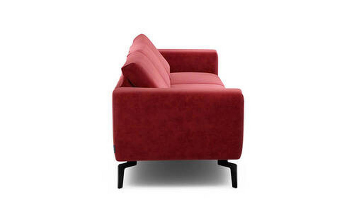 3-SITZER-SOFA in Samt Rot  - Rot/Schwarz, Design, Textil/Metall (250/86/86-94cm) - SENSOO