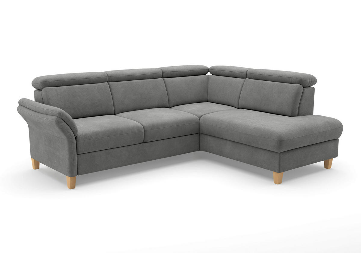ECKSOFA GLENDALE E Grau Flachgewebe  - Eichefarben/Grau, KONVENTIONELL, Holz/Textil (247/193cm) - Sit & More
