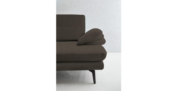 2,5-SITZER  in Echtleder Graubraun   - Graubraun/Schwarz, Design, Leder/Metall (196/86/104cm) - Dieter Knoll