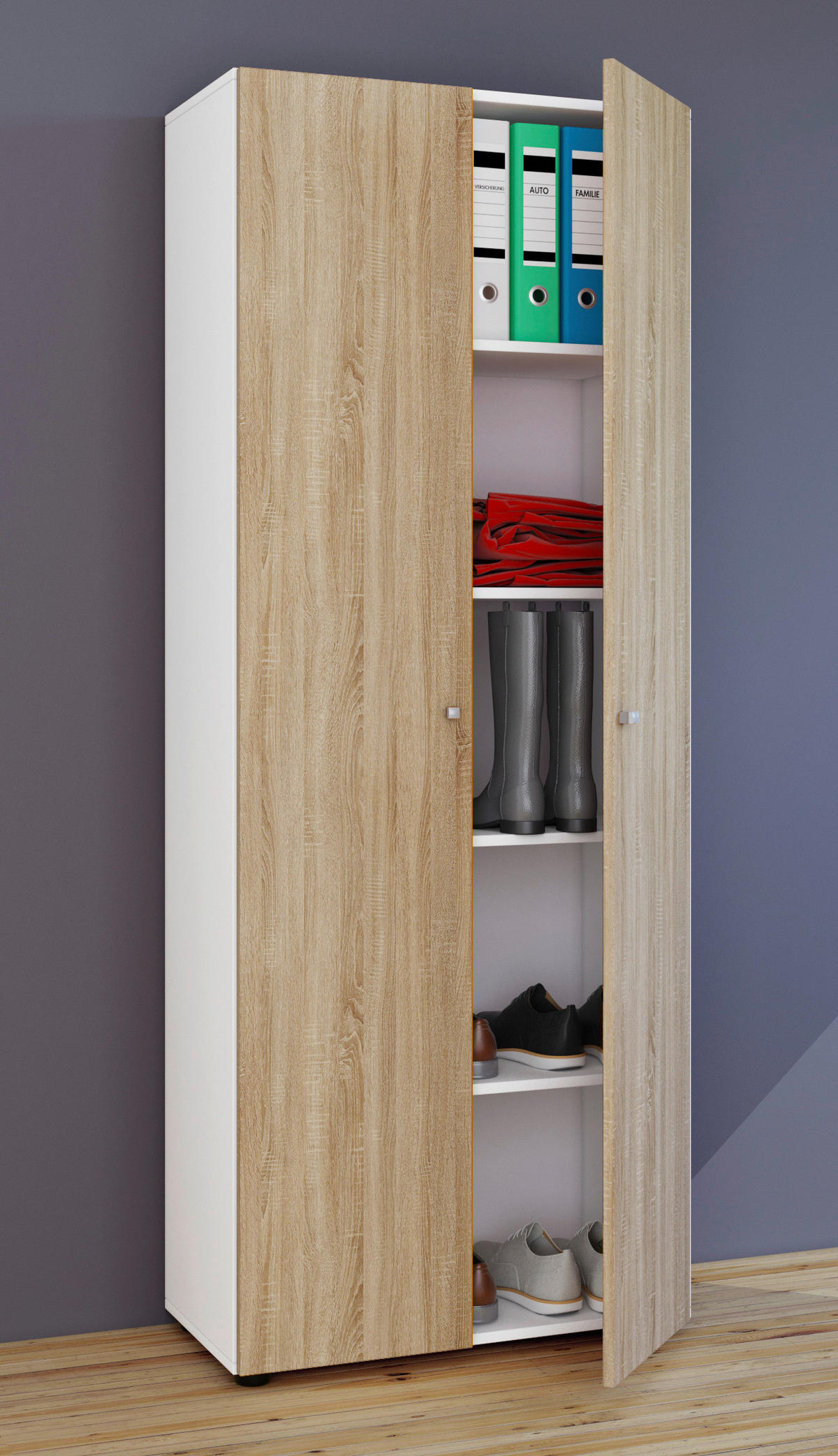 MEHRZWECKSCHRANK 70/178/39 cm  - Weiss/Silberfarben, Design, Holzwerkstoff/Kunststoff (70/178/39cm) - MID.YOU