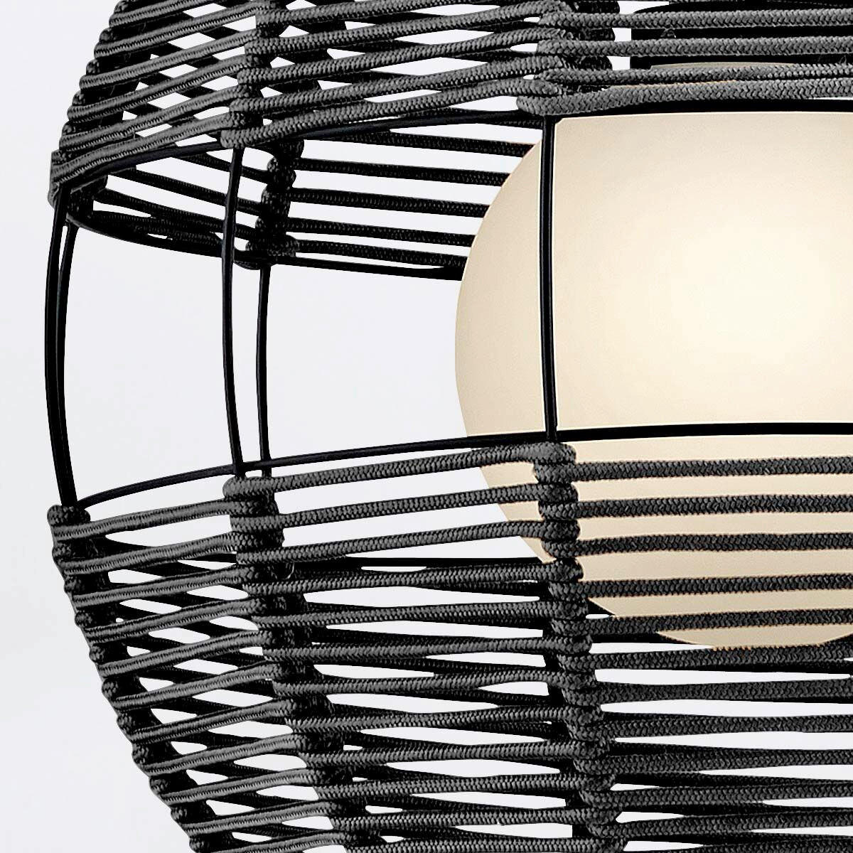 HÄNGELEUCHTE Maddox  75,6/61/61 cm  - Schwarz, Natur, Glas/Textil (75,6/61/61cm) - Elstead Lighting