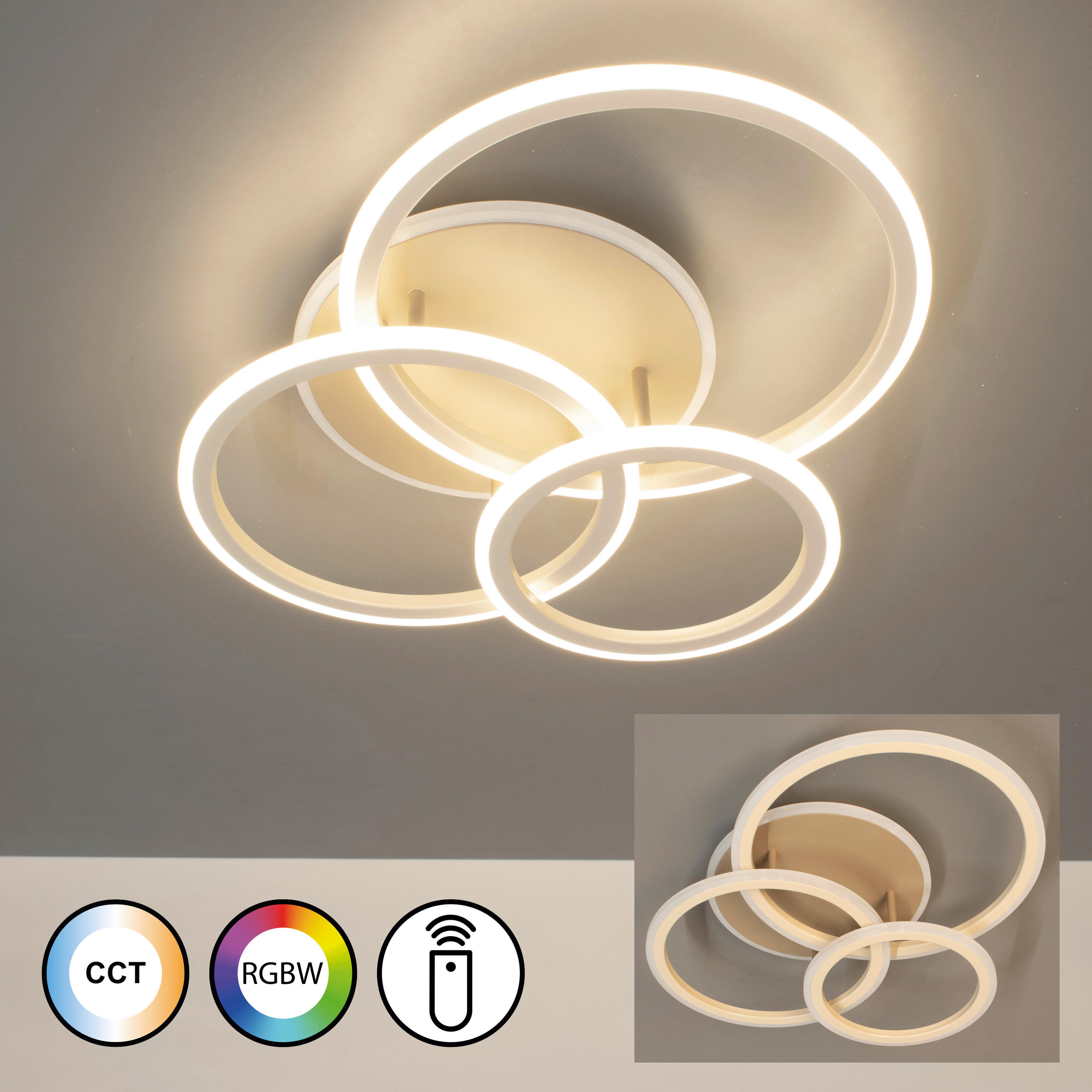 LED-DECKENLEUCHTE Gelder 50,5/60 cm   - Sandfarben, Design, Metall (50,5/60cm) - Fischer & Honsel