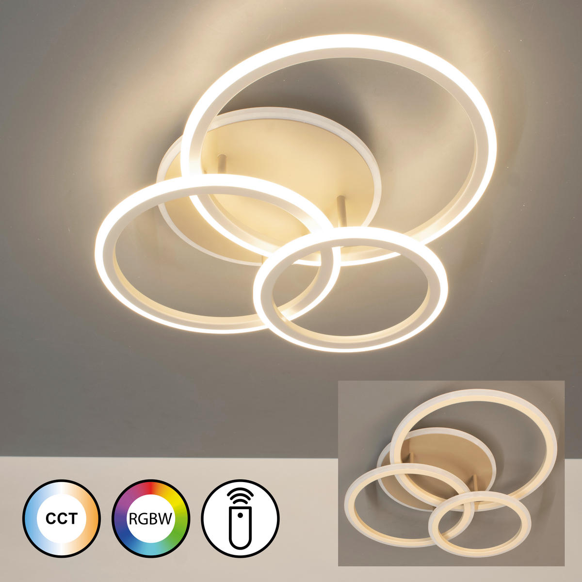 LED-DECKENLEUCHTE 50,5/60 cm   - Sandfarben, Design, Metall (50,5/60cm)