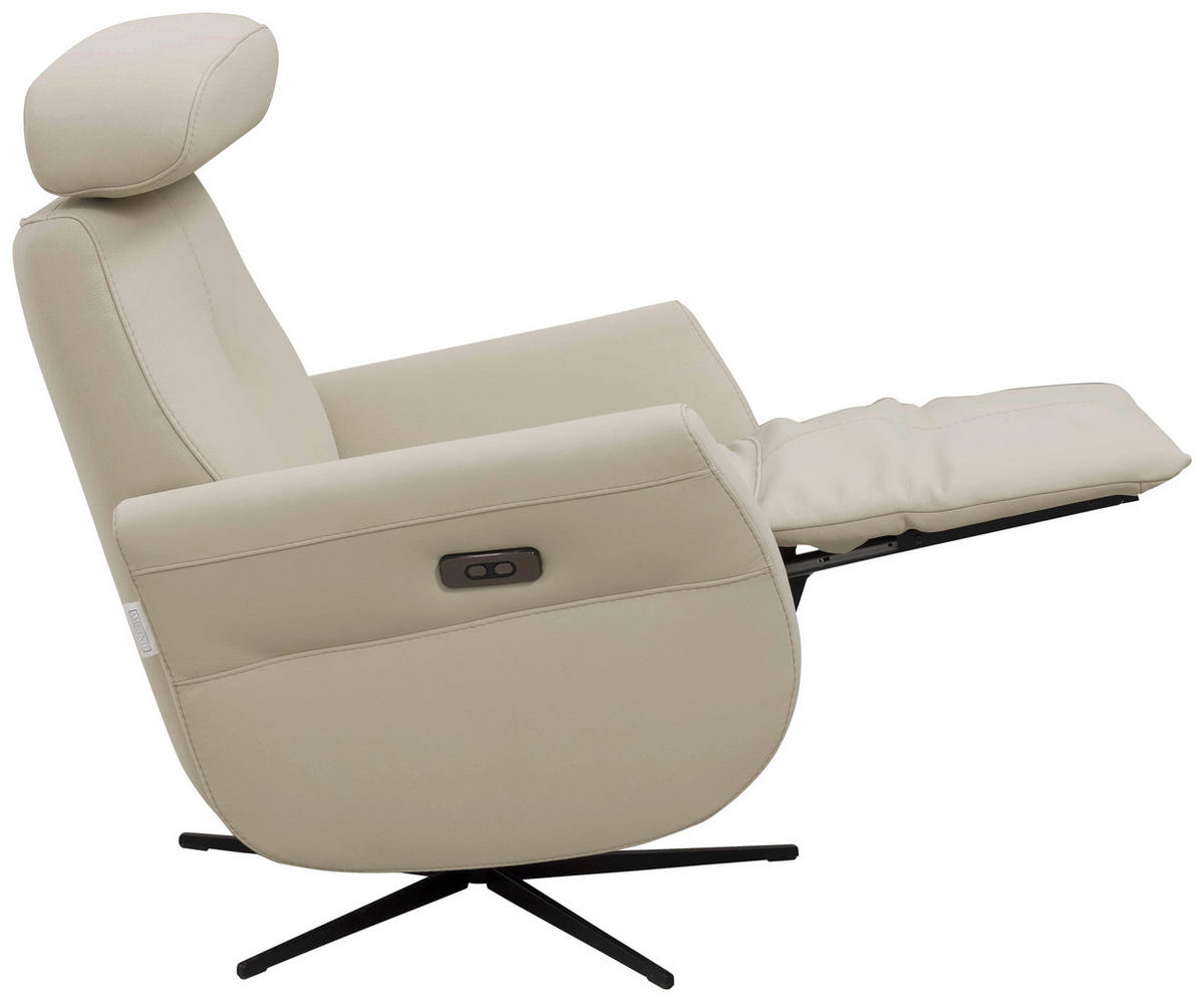 RELAXSESSEL Artù Echtleder Relaxfunktion, Kopfteilverstellung, Rücken echt    - Creme, Design, Leder (71/110/80cm) - Novel