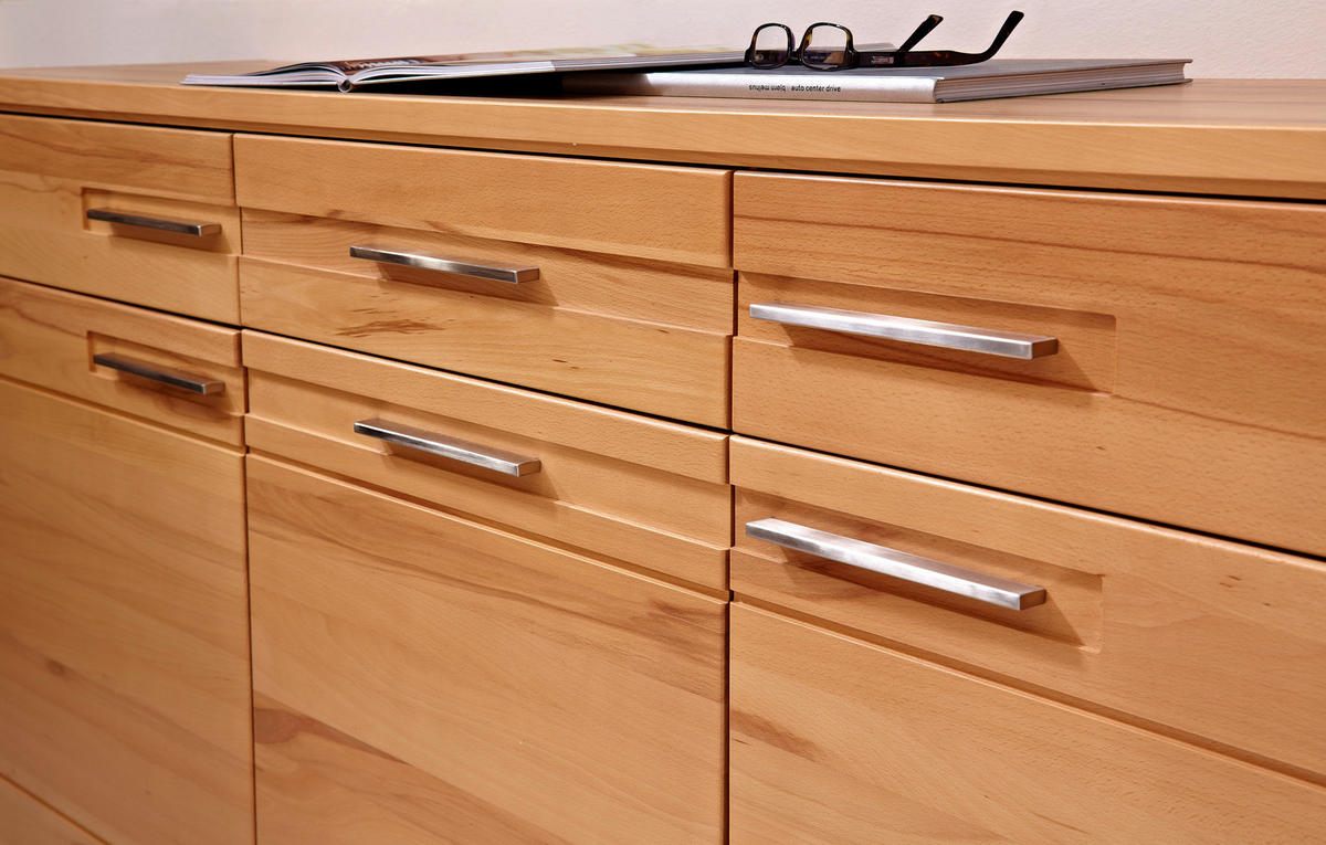 SIDEBOARD  in 188/86/42 cm  - Edelstahlfarben/Buchefarben, Design, Holz/Holzwerkstoff (188/86/42cm) - Livetastic