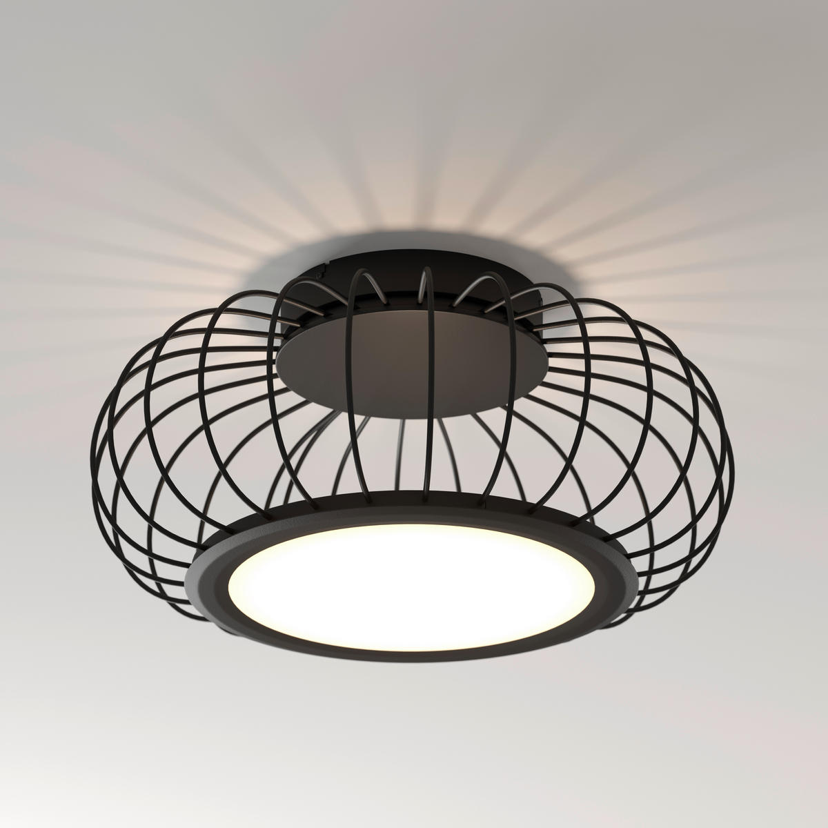 LED-DECKENLEUCHTE 55/23 cm   - Schwarz/Weiß, Design, Kunststoff/Metall (55/23cm) - Dieter Knoll