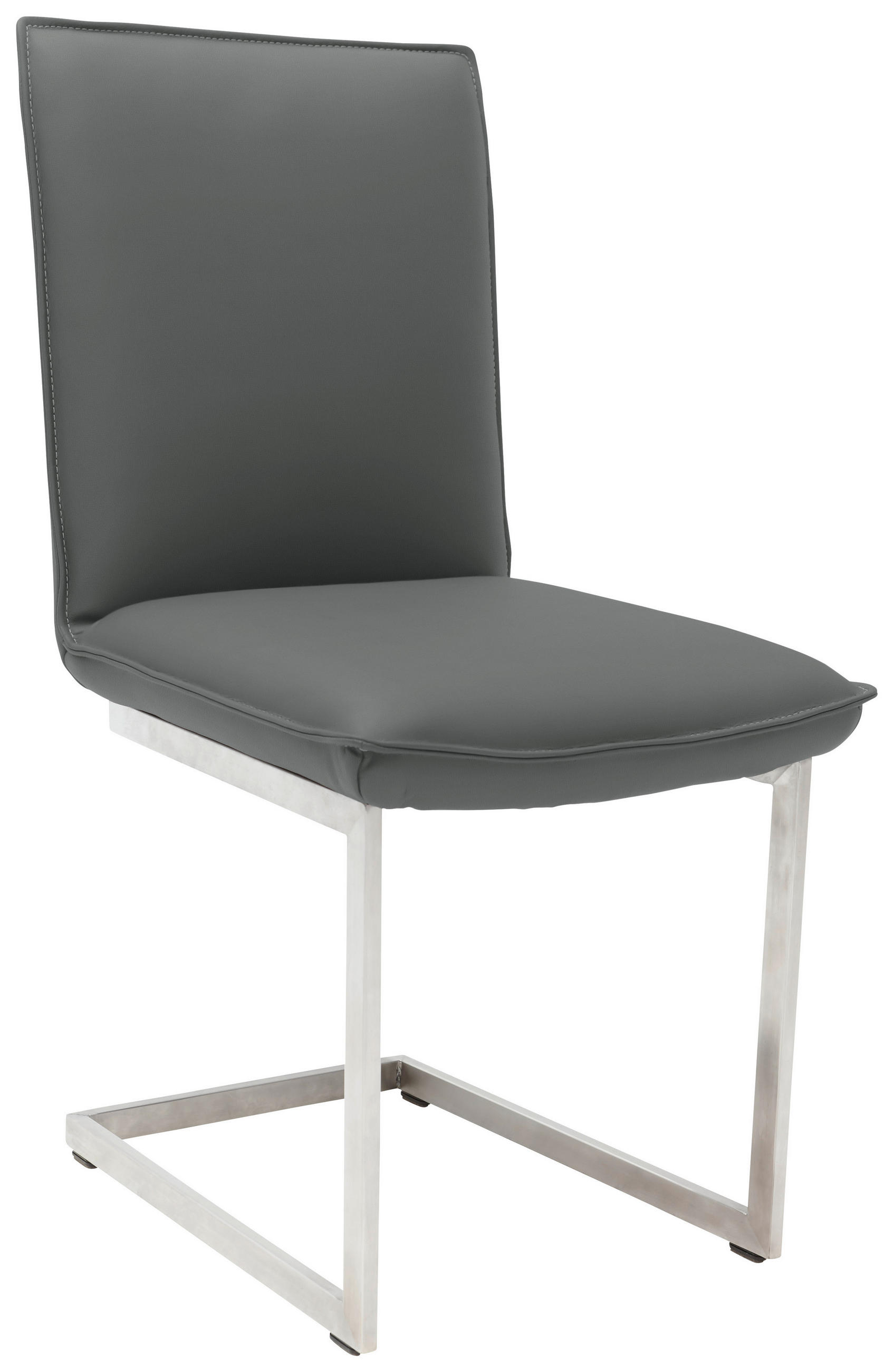 SCHWINGSTUHL  in Nickel Echtleder pigmentiert  - Edelstahlfarben/Dunkelgrau, Design, Leder/Metall (48/93/65cm) - Ambiente
