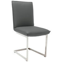 SCHWINGSTUHL  in Nickel Echtleder pigmentiert  - Edelstahlfarben/Dunkelgrau, Design, Leder/Metall (48/93/65cm) - Ambiente