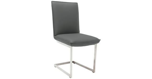 SCHWINGSTUHL  in Nickel Echtleder pigmentiert  - Edelstahlfarben/Dunkelgrau, Design, Leder/Metall (48/93/65cm) - Ambiente