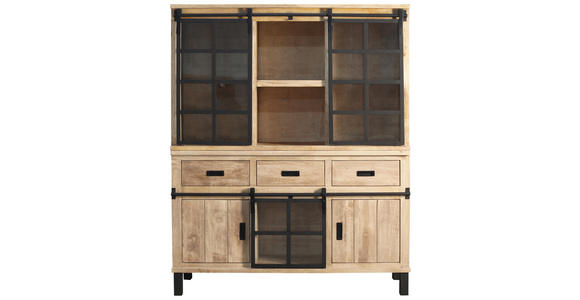 BUFFET 145/180/42 cm  in  - Graubraun/Schwarz, LIFESTYLE, Glas/Holz (145/180/42cm) - Landscape