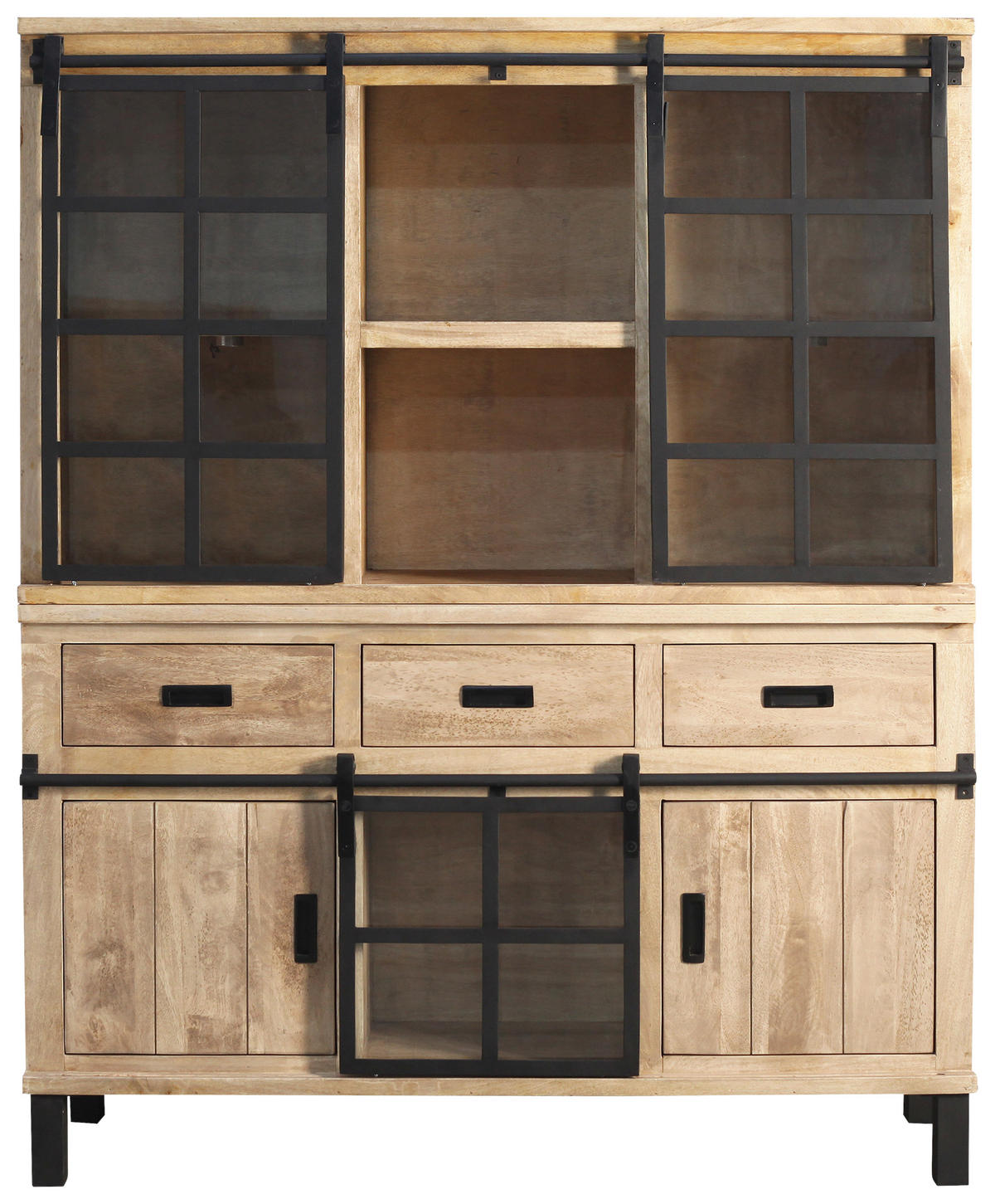 BUFFET 145/180/42 cm  in  - Graubraun/Schwarz, LIFESTYLE, Glas/Holz (145/180/42cm) - Landscape