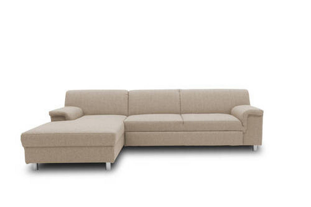 ECKSOFA Beige Webstoff  - Chromfarben/Beige, KONVENTIONELL, Textil/Metall (150/251cm) - MID.YOU