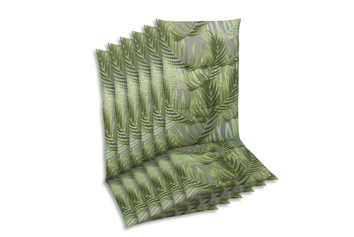 SESSELAUFLAGENSET in Grau, Grün Blätter  - Grau/Grün, KONVENTIONELL, Textil (48/5/118cm)