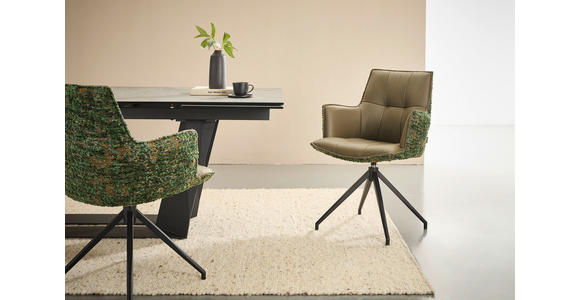 ARMLEHNSTUHL  Sitzfläche 360° drehbar, automatische Rückholfunktion Jacquard, Mikrofaser  - Schwarz/Grün, Design, Textil/Metall (59/89,5/63cm) - Novel