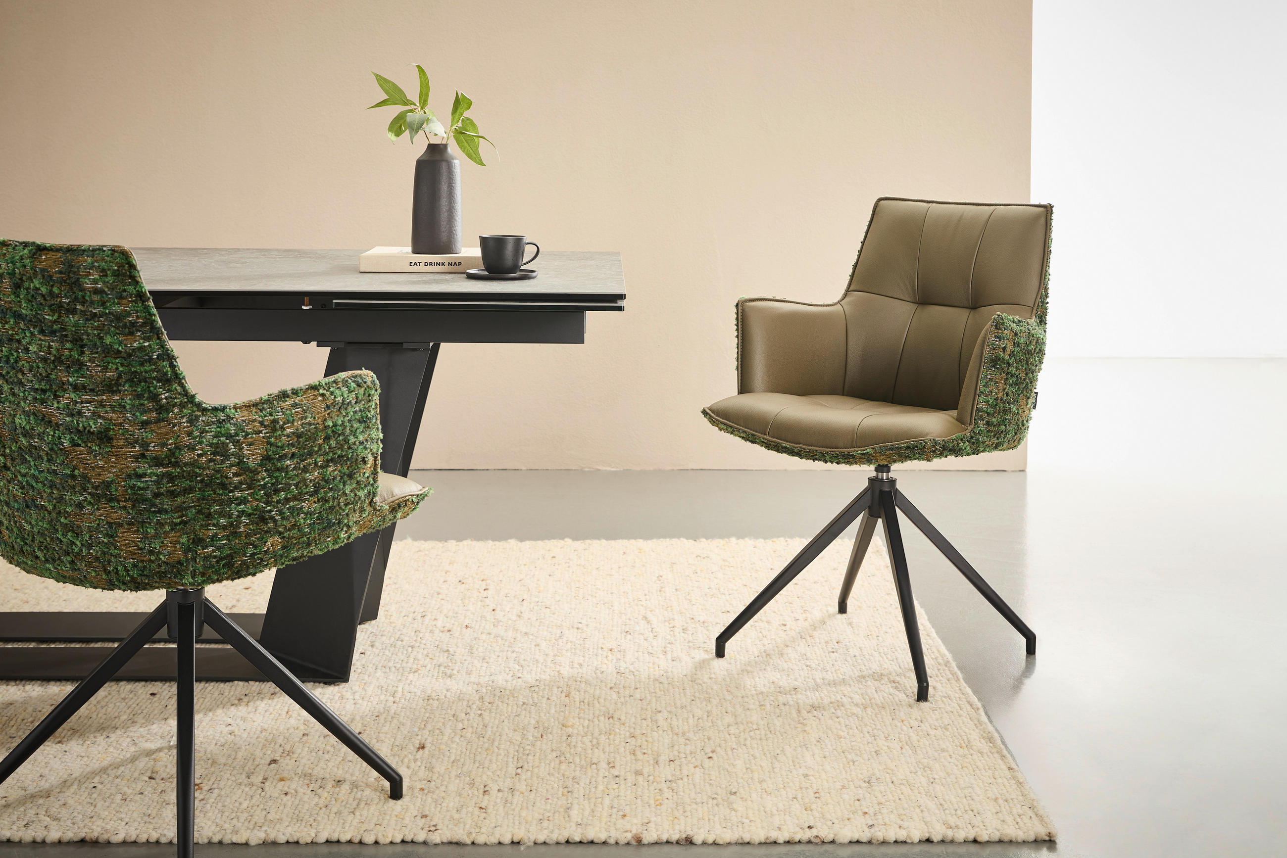 ARMLEHNSTUHL  in Eisen Jacquard, Mikrofaser  - Schwarz/Grün, Design, Textil/Metall (59/89,5/63cm) - Novel