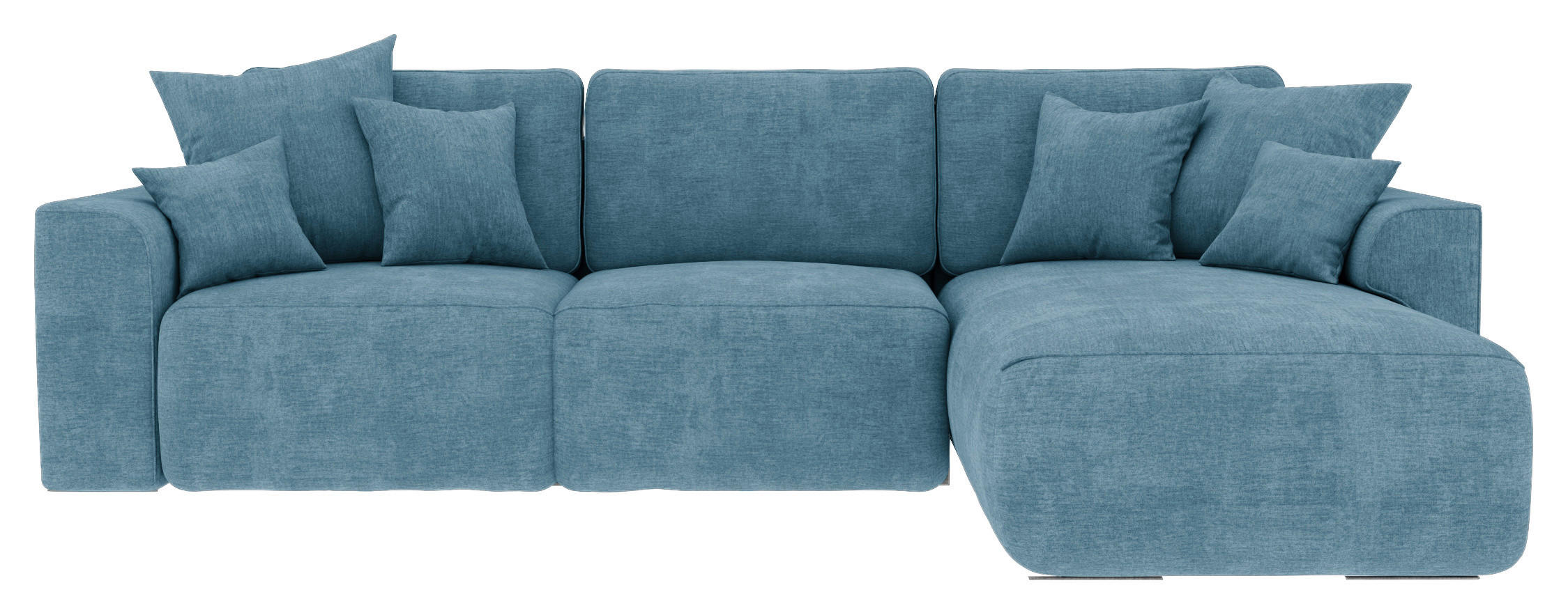 ECKSOFA  in Samt Blau  293/195 cm  - Chromfarben/Blau, KONVENTIONELL, Kunststoff/Textil (293/195cm) - Carryhome