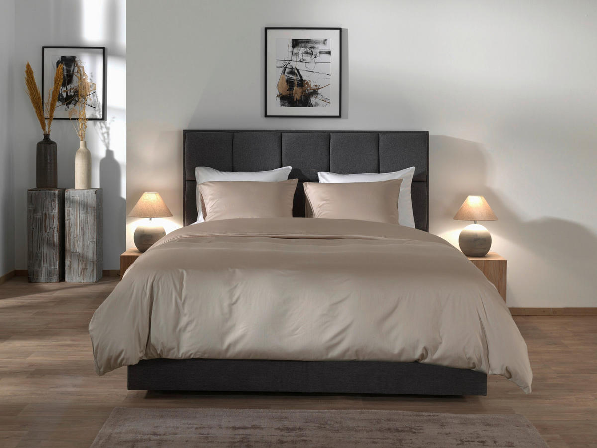 BETTWÄSCHE 2-teilig Suite-Dubai Makosatin 135/200 cm  - Sandfarben, Basics, Textil (135/200cm)