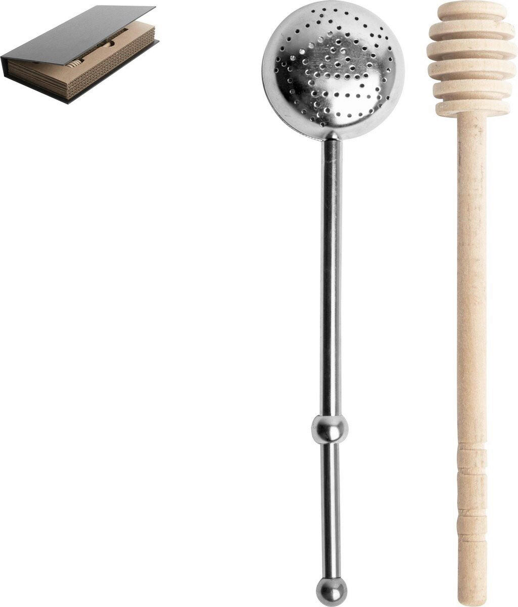 SERVIS ZA ČAJ    - boja aluminijuma, Osnovno, drvo/metal (12/23/3cm)