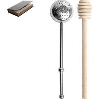 SERVIS ZA ČAJ    - boja aluminijuma, Osnovno, drvo/metal (12/23/3cm)