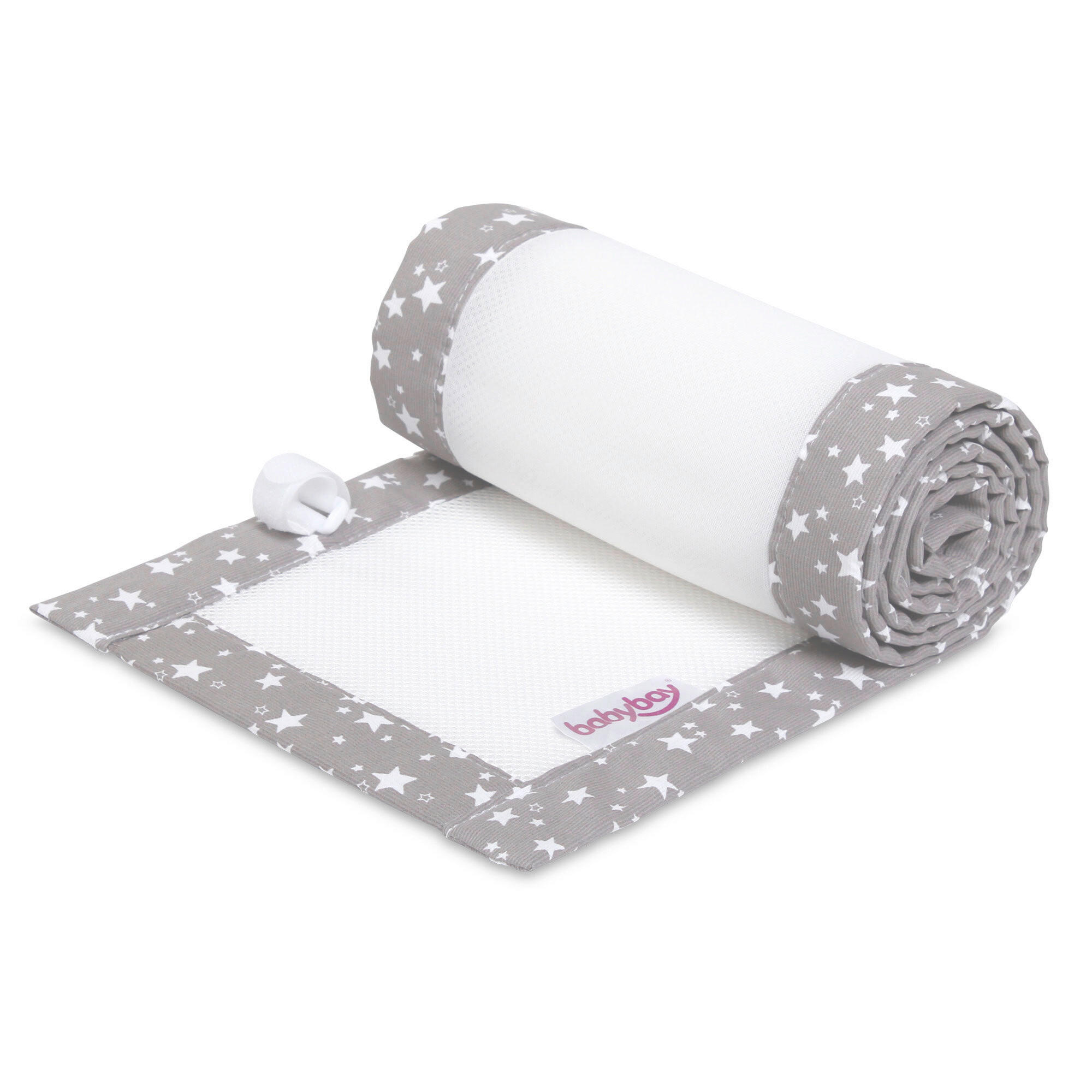 NESTCHEN babybay Nestchen 3D Mesh  - Grau, Basics, Naturmaterialien (200/24/2cm) - Tobi