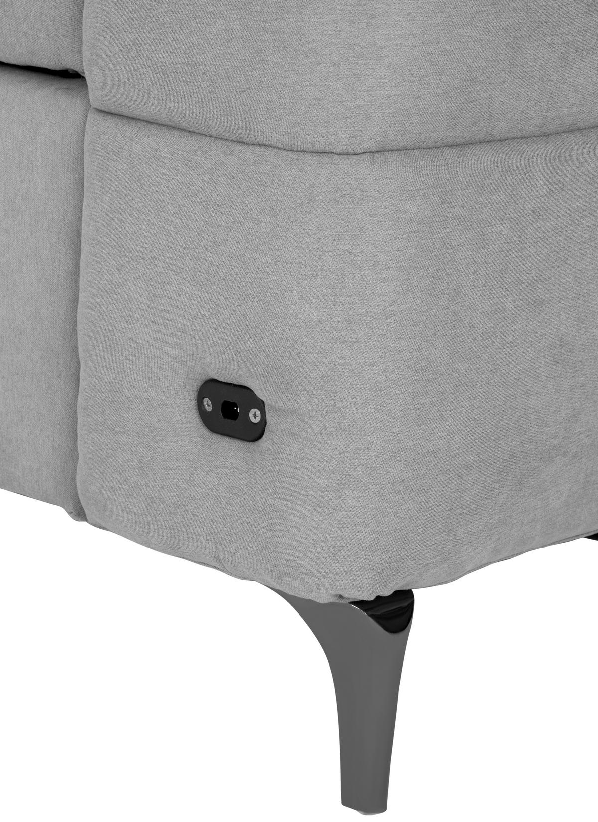 ECKSOFA Hellgrau Mikrofaser  - Silberfarben/Hellgrau, Design, Textil/Metall (242/161cm) - Livetastic
