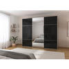 SCHWEBETÜRENSCHRANK in Grau, Schwarz  - Alufarben/Schwarz, Konventionell, Glas/Holzwerkstoff (271/223/68cm) - Novel