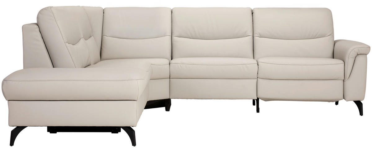 ECKSOFA in Echtleder Hellgrau  249/280 cm  - Anthrazit/Hellgrau, Design, Leder/Metall (249/280cm) - Himolla Komfortklass