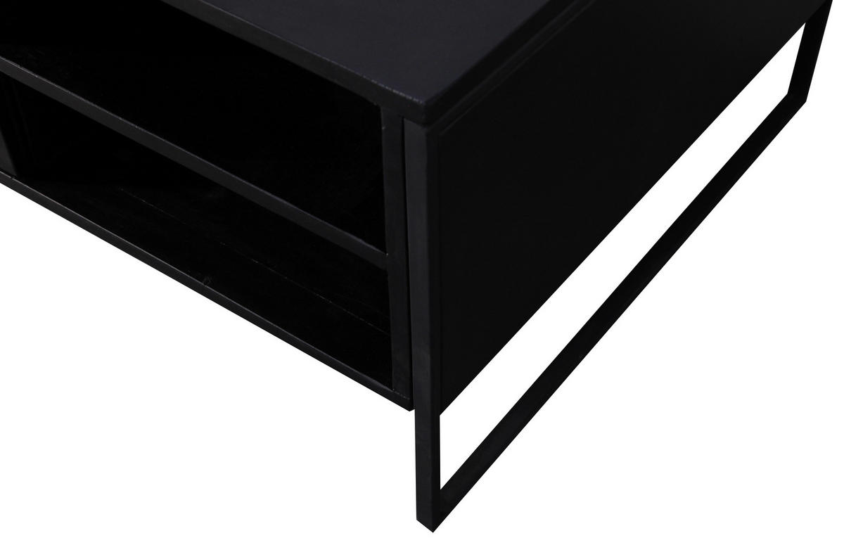 COUCHTISCH Akazie Hartholz 118/70/45 cm rechteckig Schwarz  - Schwarz/Akaziefarben, Trend, Holz/Metall (118/70/45cm) - Ambia Home