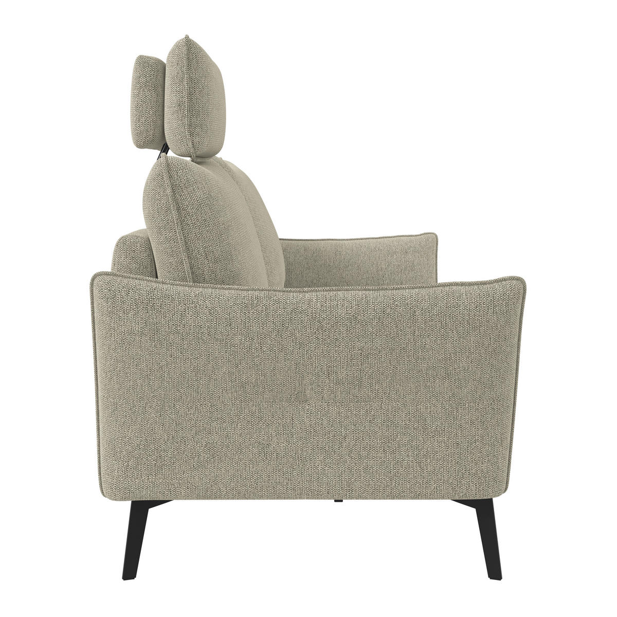 3-SITZER-SOFA Chenille Beige  - Beige/Schwarz, Konventionell, Textil/Metall (184/90/92cm) - Elegando